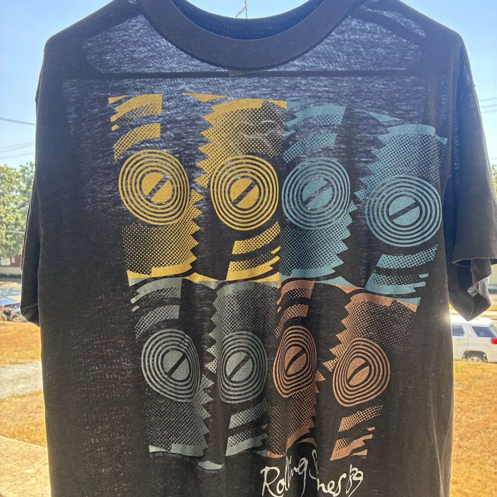 Vintage Rolling Stones 89 Steel Wheels North American Tour T-Shirt L Paper Thin